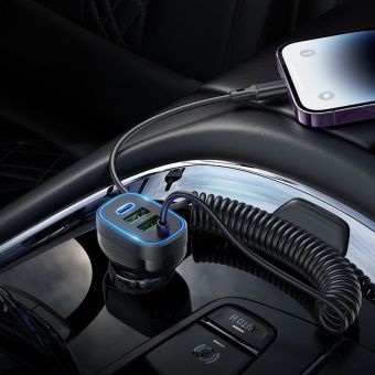 Автомобильное ЗУ Hoco NZ11A (PD30W + 2QC3.0 + кабель iP) цвет: Чёрный
