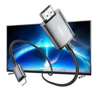 Адаптер Hoco UA27 кабель IP - HDMI (1080P,2 м) цвет: металлик