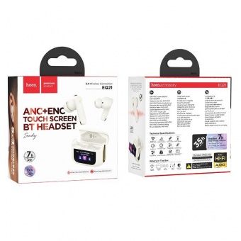 Беспроводные наушники Hoco EQ21 TWS (Touch screen,ANC+ENC) цвет: белый