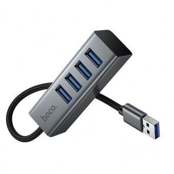 Адаптер Hoco HB1B  (USB -4 USB 3.0,1m)  цвет: металлик