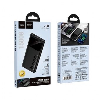 Внешний аккумулятор Hoco J144  15000mAh (ультратонкий,дисплей) цвет: Чёрный