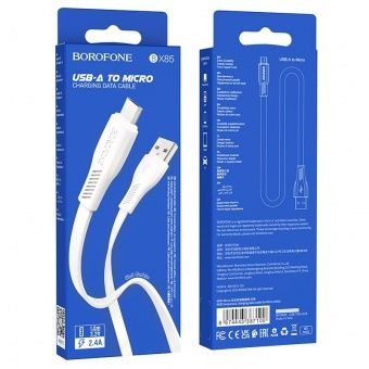 Дата-кабель Borofone BX85 Micro (1м., 2.4A) цвет: белый