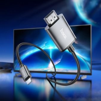 Адаптер Hoco UA27 кабель IP - HDMI (1080P,2 м) цвет: металлик