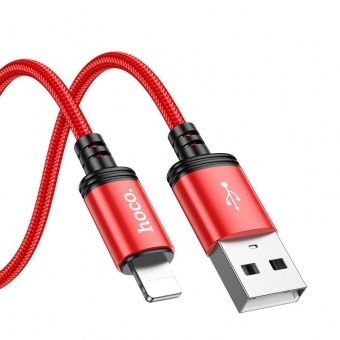 Дата-кабель Hoco X89 IP (нейлон 1м., 2.4A) цвет: красный