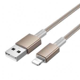 Дата-кабель Hoco X119 IP (нейлон 1м., 2.4A) цвет: Золотой