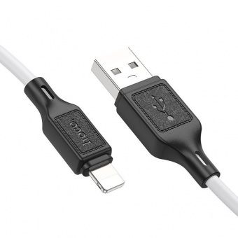 Дата-кабель Hoco X90 IP (силиконовый 1м., 2.4A) цвет: белый