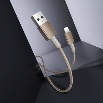 Дата-кабель Hoco X119 IP (нейлон 1м., 2.4A) цвет: Золотой