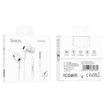 Наушники Hoco M101 Pro с микрофоном (1.2 м) цвет: белый