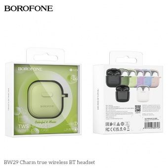 Беспроводные наушники Borofone BW29 TWS, цвет: салатовый