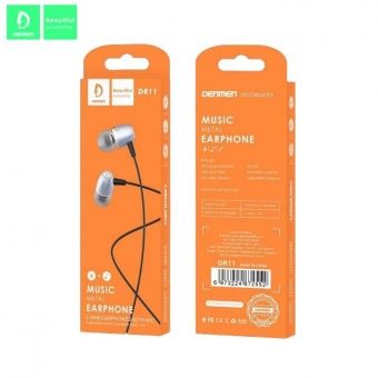 Наушники Denmen DR11 с микрофоном (1.2 м), цвет: металлик