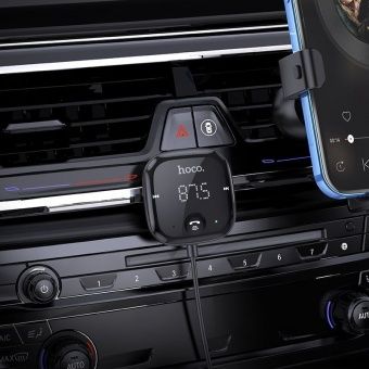 FM-модулятор с автомобильным ЗУ Hoco E65 цвет: Чёрный