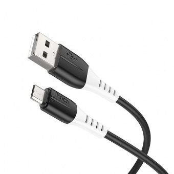 Дата-кабель Hoco X82 Micro (силиконовый 1м., 2.4A) цвет: Чёрный
