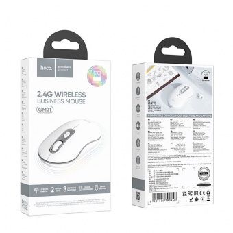 Мышь беспроводная Hoco GM21 (2,4G,1600dpi) цвет: бело-серый