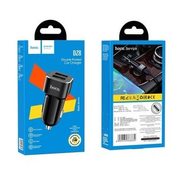 Автомобильное ЗУ Hoco DZ8 (2 USB: 2.4A) цвет: Чёрный