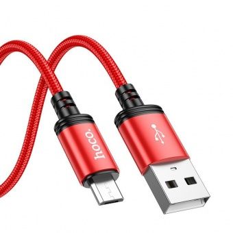 Дата-кабель Hoco X89 Micro (нейлон 1м., 2.4A) цвет: красный