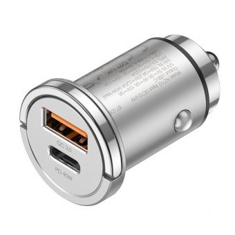 Автомобильное ЗУ Hoco NZ10 (PD45W+QC3.0) цвет: серебро