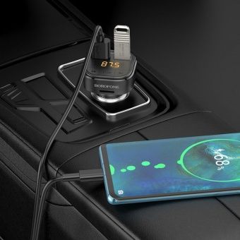 FM-модулятор с автомобильным ЗУ Borofone BC43 цвет: Чёрный
