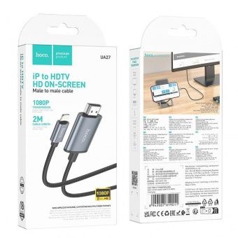 Адаптер Hoco UA27 кабель IP - HDMI (1080P,2 м) цвет: металлик