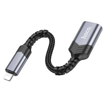 Адаптер Hoco UA24 IP-USB (мама) цвет: металлик