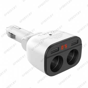Автомобильное ЗУ Hoco Z28  (2USB: 3.5A, дисплей, 2 прикуривателя)