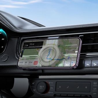 Автодержатель Hoco H59 магнитный круглый в решетку,клипса цвет: Чёрный