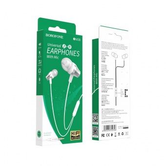 Наушники Borofone BM38 с микрофоном (1.2 м), цвет: серебро