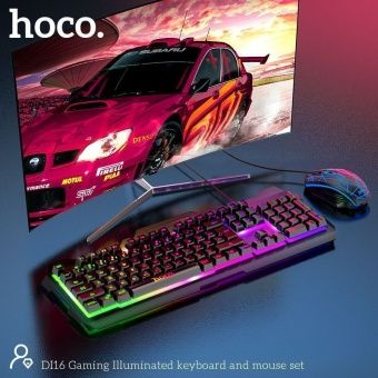 Набор игровой клавиатура+мышь Hoco DI16 с подсветкой, цвет: Чёрный