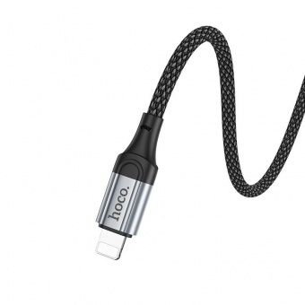 Дата-кабель Hoco X102 IP (нейлон 1м., 2.4A) цвет: Чёрный