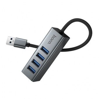 Адаптер Hoco HB1B  (USB -4 USB 3.0,1m)  цвет: металлик