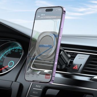 Автодержатель Hoco H28 магнитный,зажим в решетку цвет: Чёрный