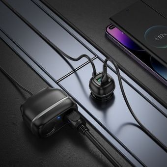 Автомобильное ЗУ Hoco Z59 (48W PD30W+QC3.0) цвет: Чёрный