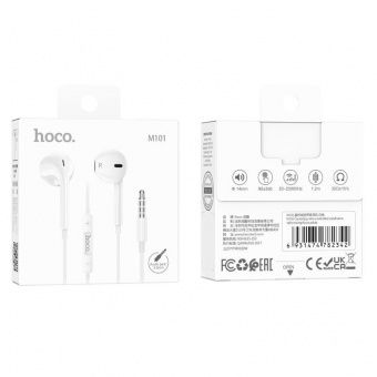 Наушники Hoco M101 с микрофоном (1.2 м) цвет: белый