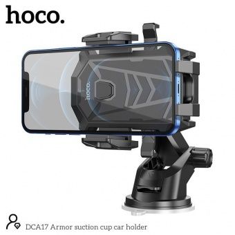 Автодержатель Hoco DCA17 присоска, телескопический, зажим, цвет: Чёрный