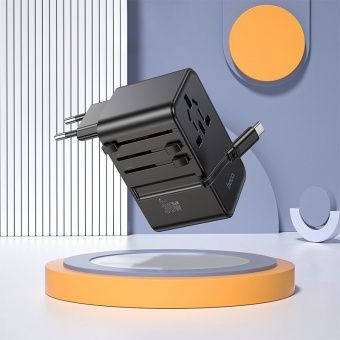 Сетевой адаптер-переходник Hoco AC18 (PD35W (с кабелем+1C2A) цвет: Чёрный