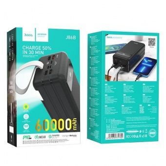 Внешний аккумулятор Hoco J86B  60 000mAh  (22.5W, PD20W, QC3.0,) цвет: Чёрный